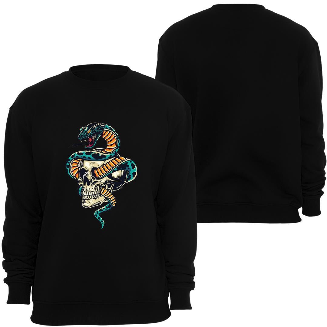 Kuru Kafa Baskılı Özel Tasarım Bisiklet Yaka Sweatshirt