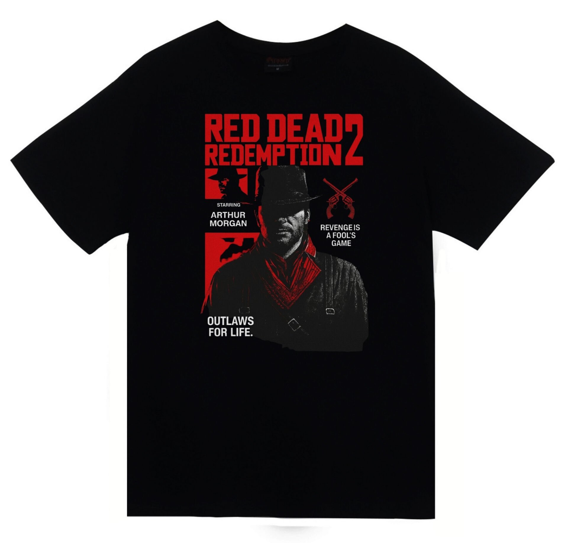 Red Dead Redemption 2 - Oyun Baskılı Unisex %100 Pamuk Siyah T-shirt