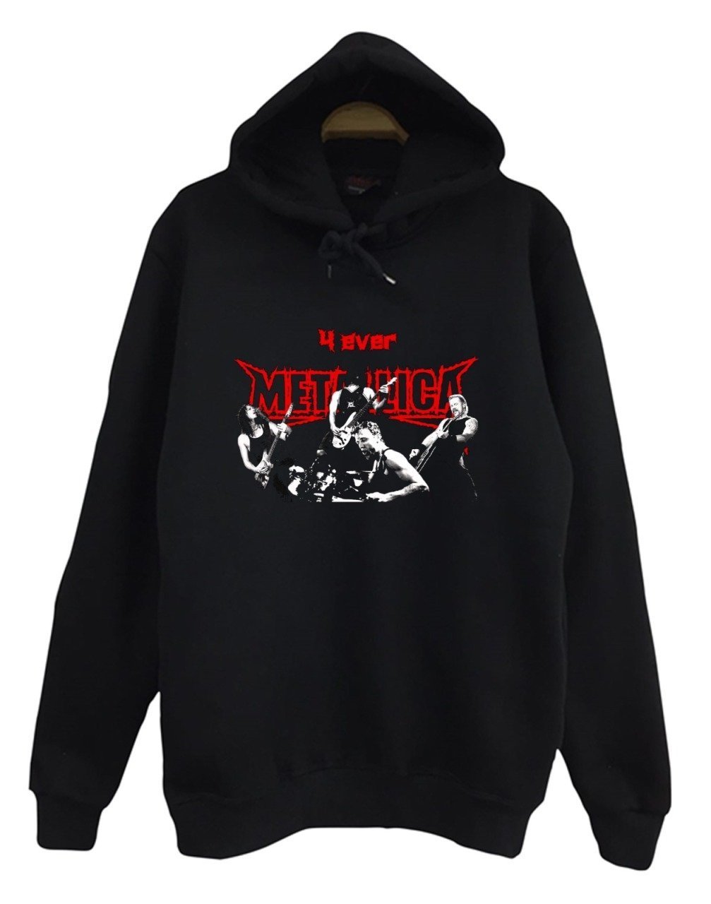 Metallica Baskılı Kapüşonlu Sweatshirt SİYAH - 4XL