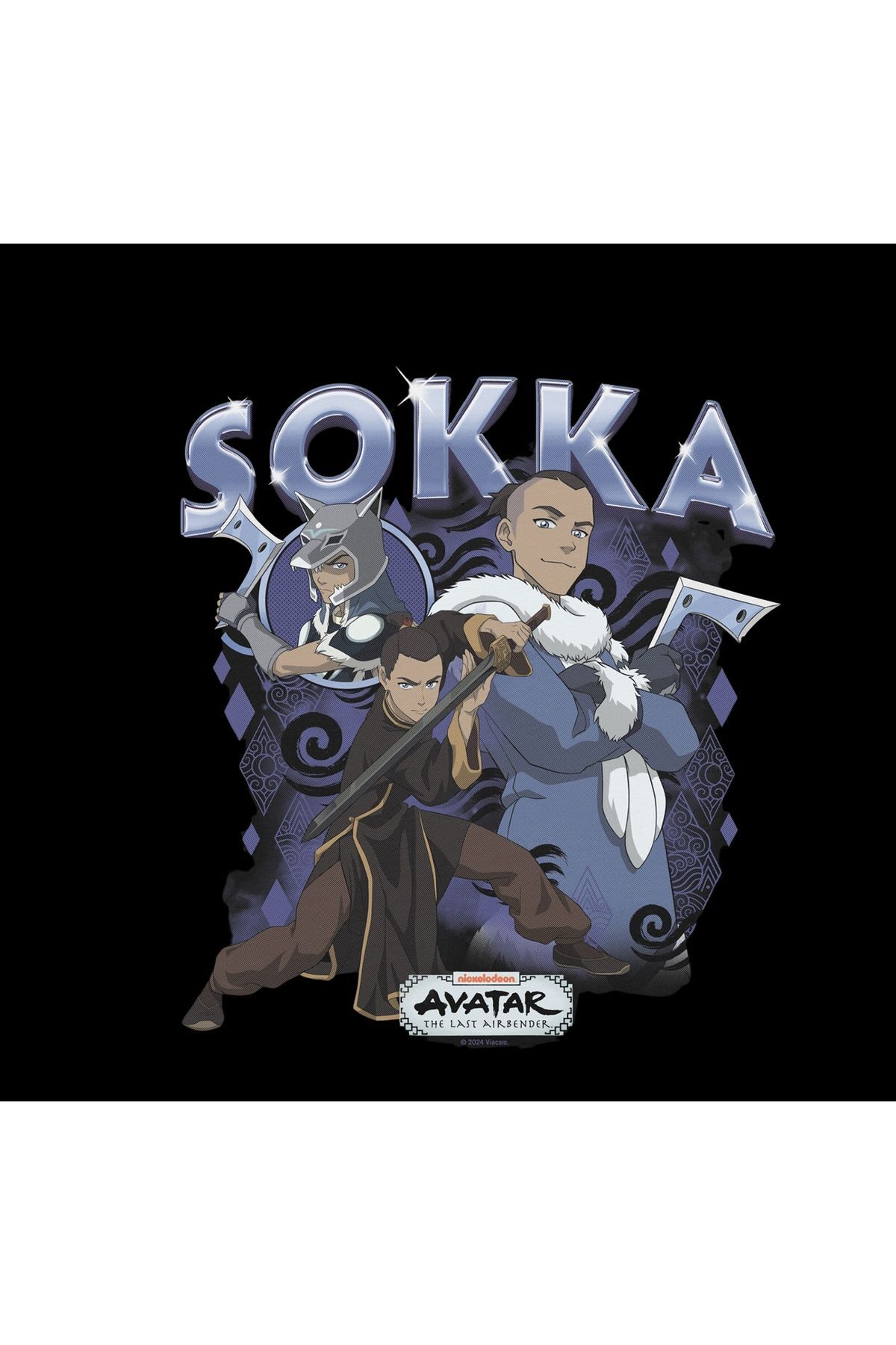 Avatar The Last Airbender Sokka Baskılı %100 Pamuk Unisex Siyah T-Shirt