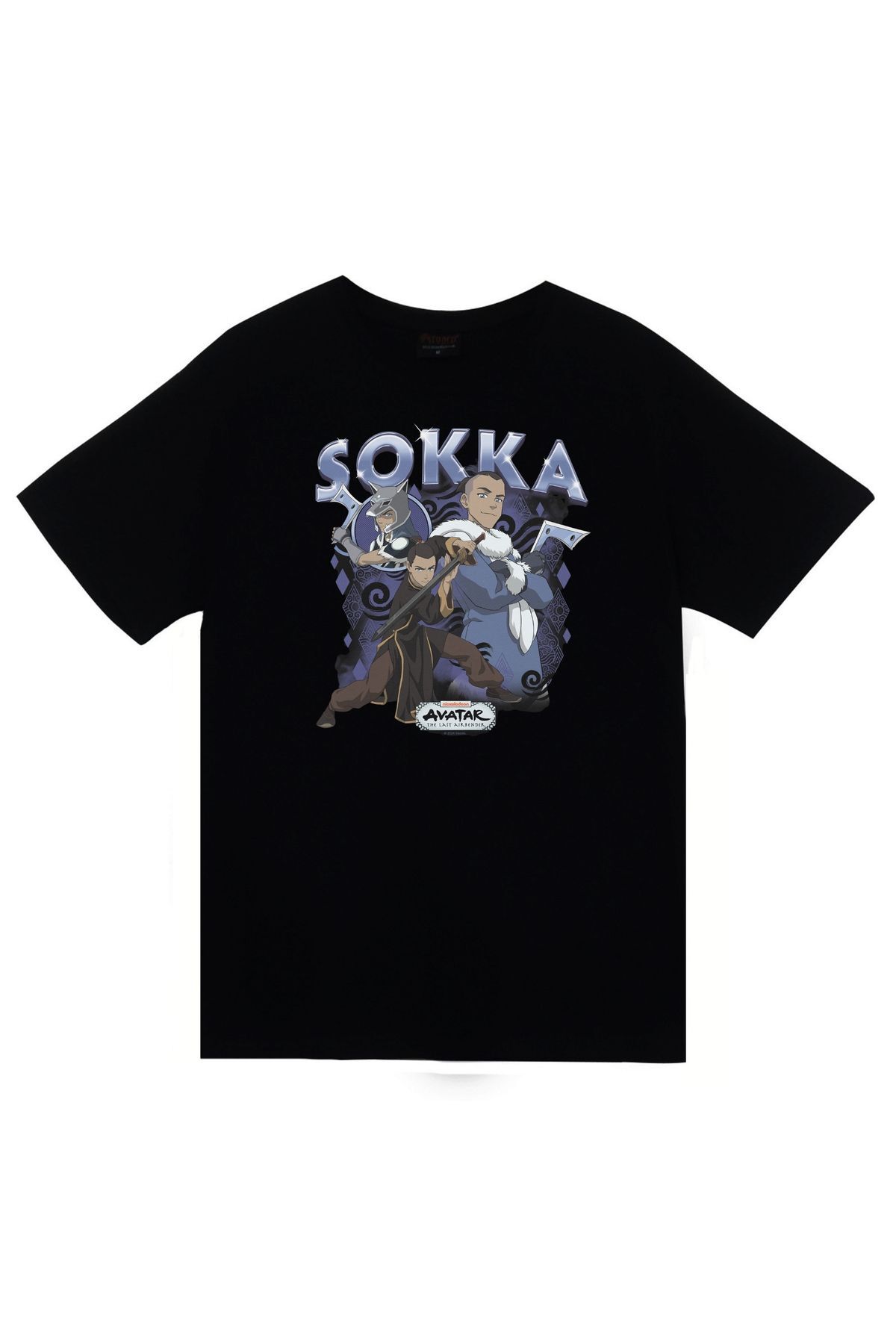 Avatar The Last Airbender Sokka Baskılı %100 Pamuk Unisex Siyah T-Shirt