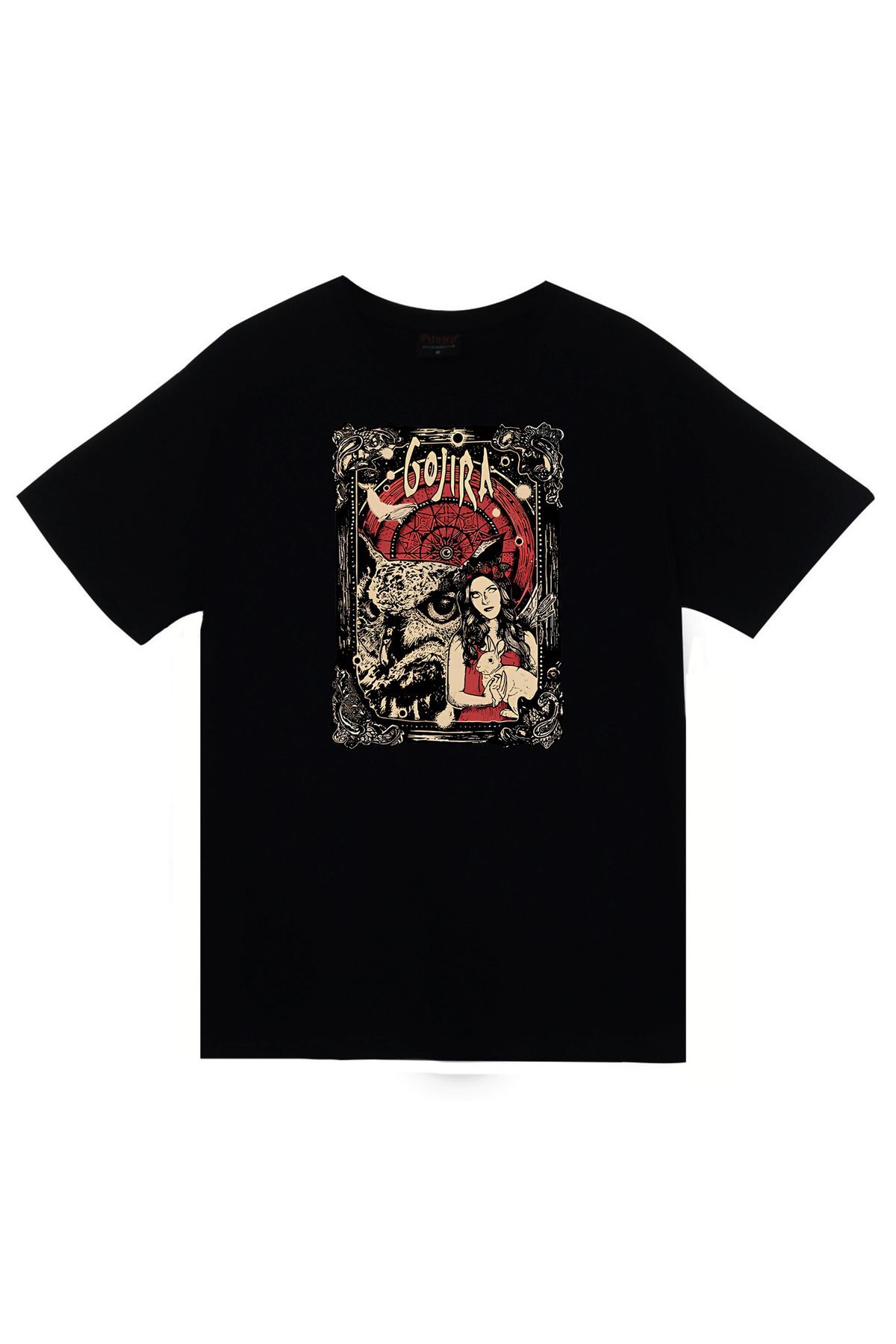 Gojira Müzik Grubu Baskılı Unisex %100 Pamuk Siyah T-shirt