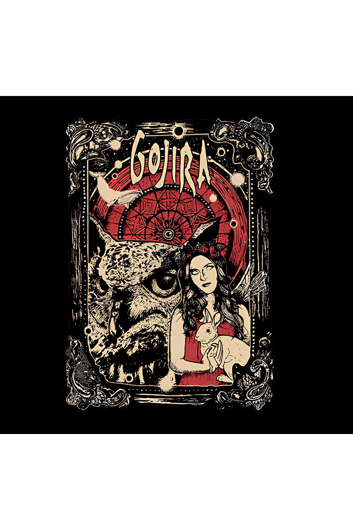 Gojira Müzik Grubu Baskılı Unisex %100 Pamuk Siyah T-shirt
