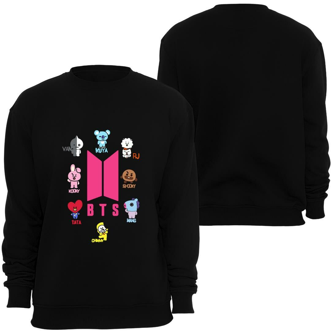 Bt21 Bts Anime Baskılı Bisiklet Yaka Sweatshirt