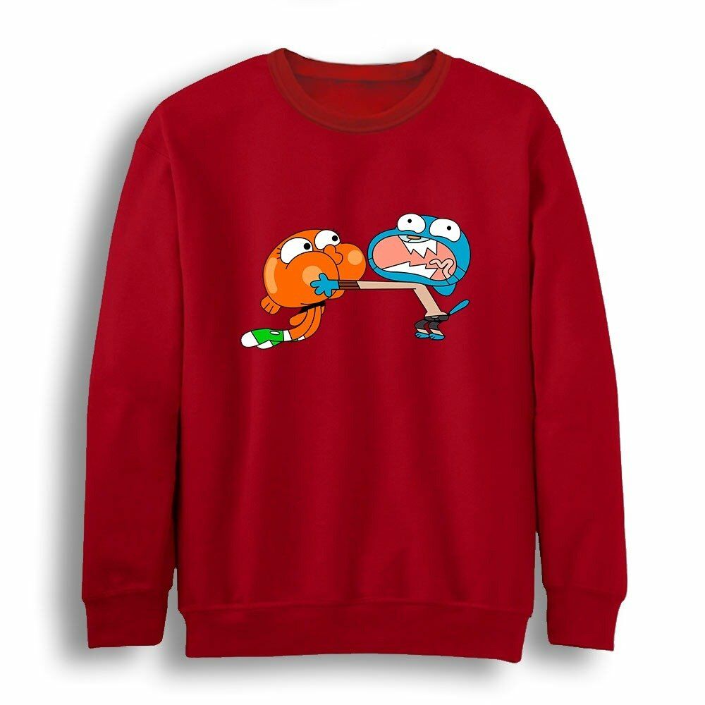 Darwin And Gumball Baskılı Bisiklet Yaka Sweatshirt