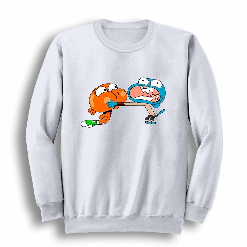 Darwin And Gumball Baskılı Bisiklet Yaka Sweatshirt