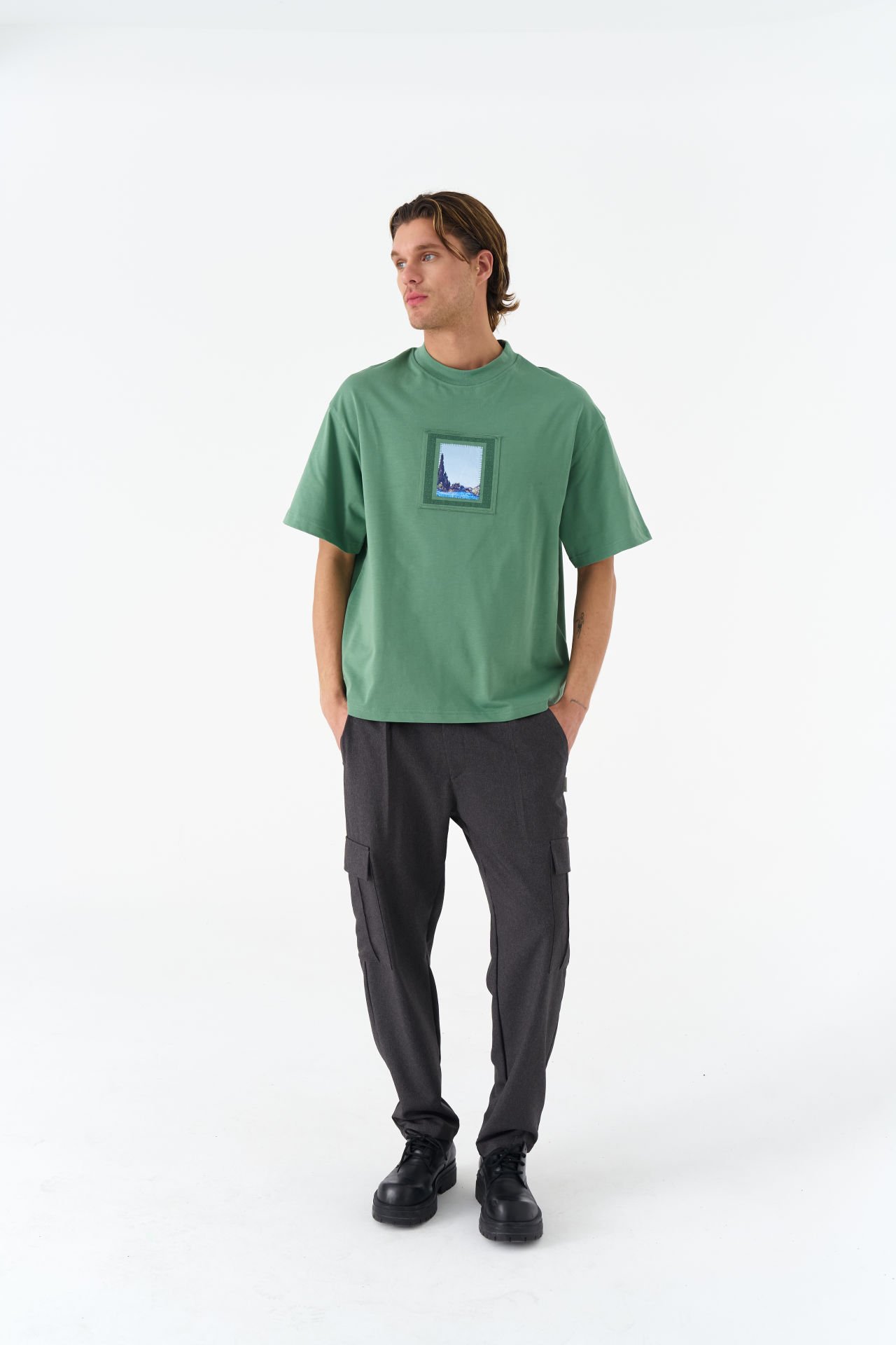 Vincent Van Gogh Baskılı Unisex Pamuk Nakışlı Yeşil T-shirt