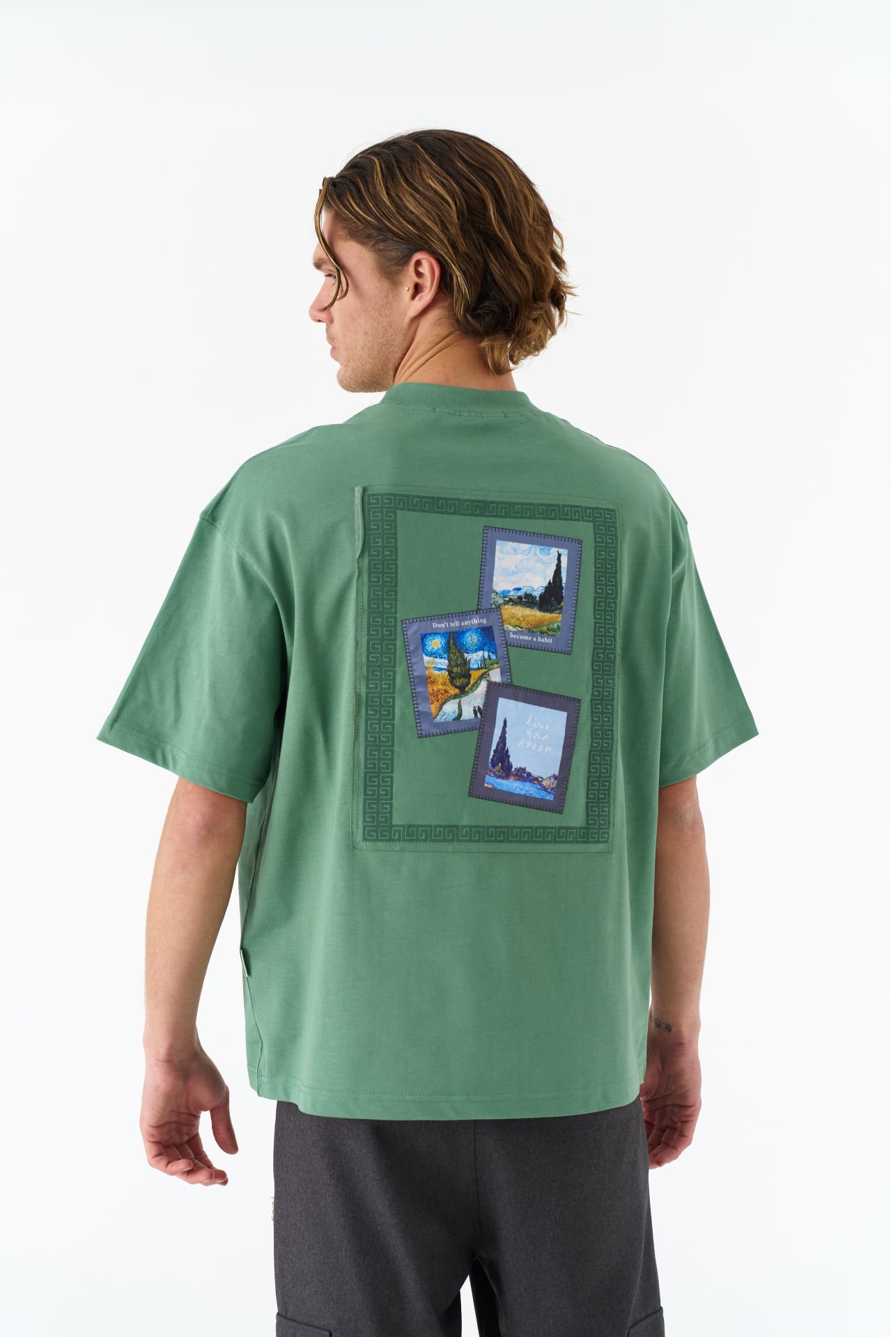 Vincent Van Gogh Baskılı Unisex Pamuk Nakışlı Yeşil T-shirt