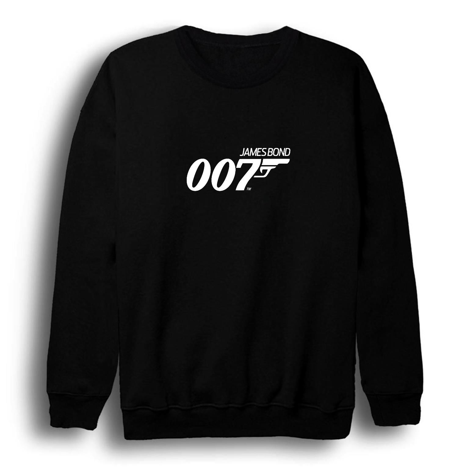 007 James Bond Baskılı Bisiklet Yaka Sweatshirt