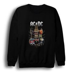 ACDC Baskılı Bisiklet Yaka Sweatshirt